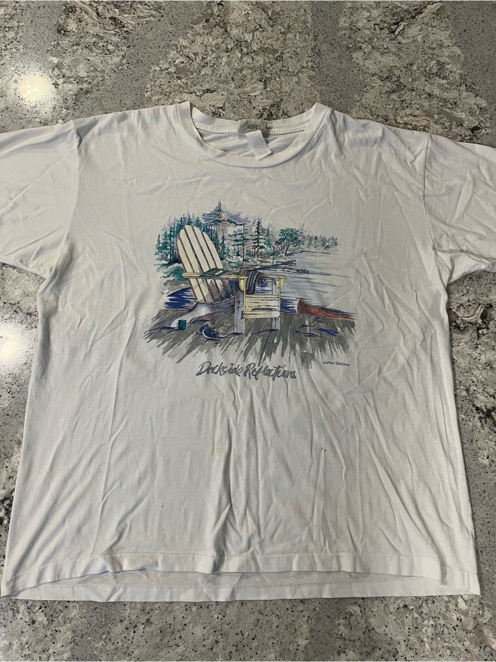 Vintage 90s Northern Reflections White Graphic Dock Tee